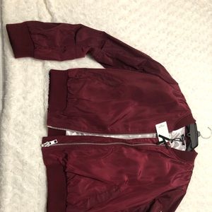 Women’s kimcine Burgundy Bomber Jacket Size: L